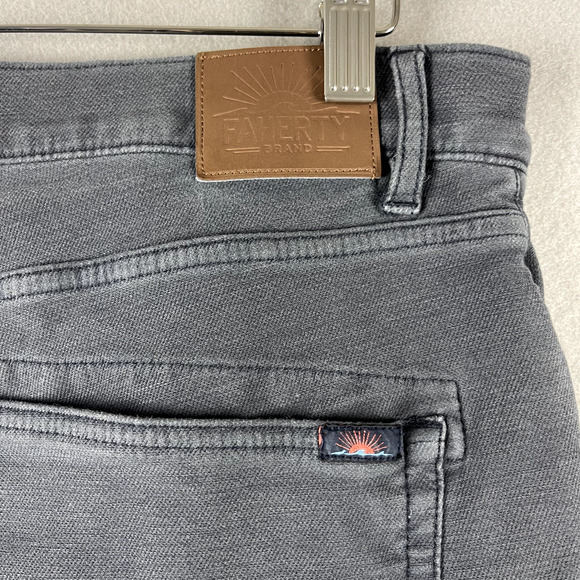 Faherty Stretch Terry 5 Pocket Pants Mens 34x31 Navy Gray Soft Rugged Stretch - Picture 11 of 15